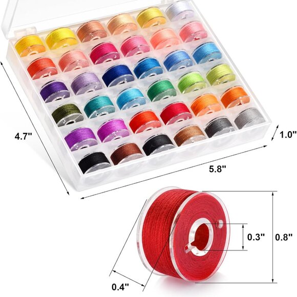 72pcs Sewing Thread kit, 36 Colors Sewing Machine Threads, Prewound Bobbins Sewi - Picture 4 of 7